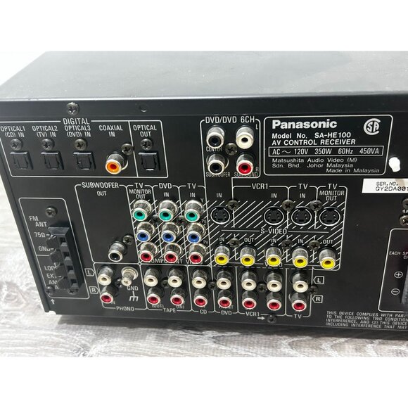 Panasonic Home Theater Receiver Black Model SA-HE100 - Picture 6 of 7